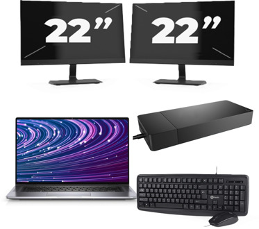 Dell Latitude 9520 - Intel Core i7-11e Generatie - 15 inch - 16GB RAM - 256GB SSD - Windows 11 Home + 2x 22 inch Monitor