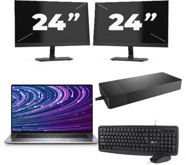Dell Latitude 9520 - Intel Core i7-11e Generatie - 15 inch - 16GB RAM - 256GB SSD - Windows 11 Home + 2x 24 inch Monitor