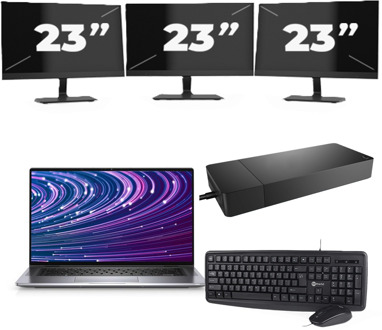 Dell Latitude 9520 - Intel Core i7-11e Generatie - 15 inch - 16GB RAM - 256GB SSD - Windows 11 Home + 3x 23 inch Monitor