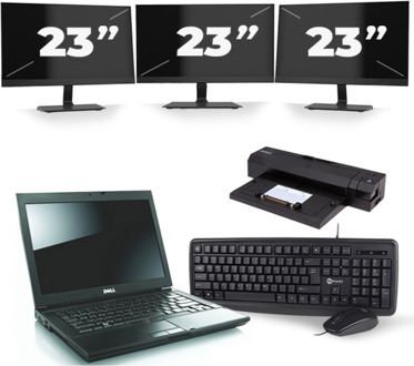 Dell Latitude E6510 - Intel Core i5-1e Generatie - 15 inch - 8GB RAM - 240GB SSD - Windows 10 + 3x 23 inch Monitor