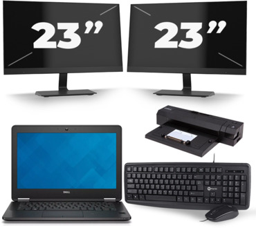 Dell Latitude E7240 - Intel Core i7-4e Generatie - 12 inch - 8GB RAM - 256GB SSD - Windows 11 + 2x 23 inch Monitor