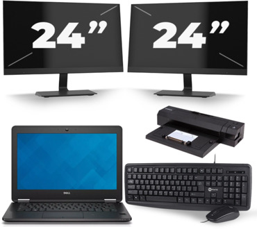 Dell Latitude E7240 - Intel Core i7-4e Generatie - 12 inch - 8GB RAM - 256GB SSD - Windows 11 + 2x 24 inch Monitor