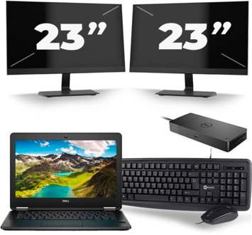 Dell Latitude E7270 - Intel Core i5-6e Generatie - 12 inch - 8GB RAM - 256GB SSD - Windows 11 + 2x 23 inch Monitor