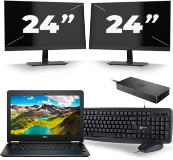 Dell Latitude E7270 - Intel Core i7-6e Generatie - 12 inch - 8GB RAM - 256GB SSD - Windows 11 + 2x 24 inch Monitor - small