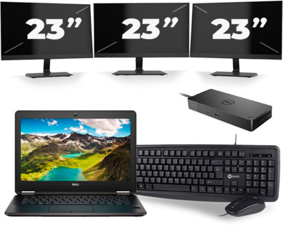 Dell Latitude E7270 - Intel Core i7-6e Generatie - 12 inch - 8GB RAM - 256GB SSD - Windows 11 + 3x 23 inch Monitor