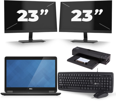 Dell Latitude E7440 - Intel Core i5-4e Generatie - 14 inch - 8GB RAM - 240GB SSD - Windows 11 + 2x 23 inch Monitor