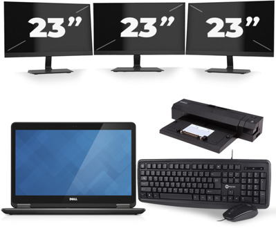Dell Latitude E7440 - Intel Core i7-4e Generatie - 14 inch - 8GB RAM - 240GB SSD - Windows 11 + 3x 23 inch Monitor