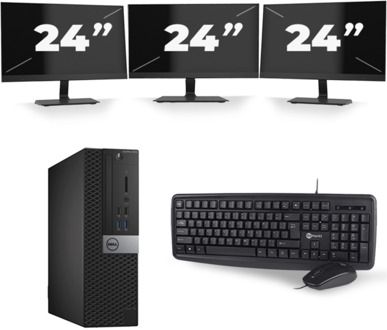Dell Optiplex 3040 SFF - Intel Core i5-6e Generatie - 8GB RAM - 256GB SSD - Windows 11 + 3x 24 inch Monitor