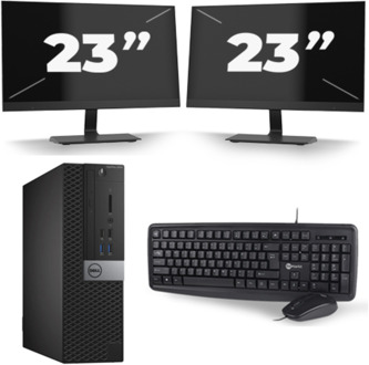 Dell Optiplex 3040 USFF - Intel Core i7-6e Generatie - 8GB RAM - 256GB SSD - Windows 11 + 2x 23 inch Monitor