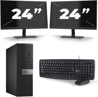 Dell Optiplex 3040 USFF - Intel Core i7-6e Generatie - 8GB RAM - 256GB SSD - Windows 11 + 2x 24 inch Monitor