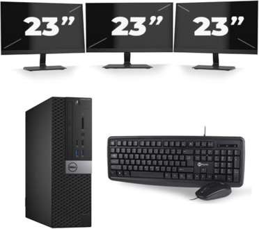 Dell Optiplex 3040 USFF - Intel Core i7-6e Generatie - 8GB RAM - 256GB SSD - Windows 11 + 3x 23 inch Monitor
