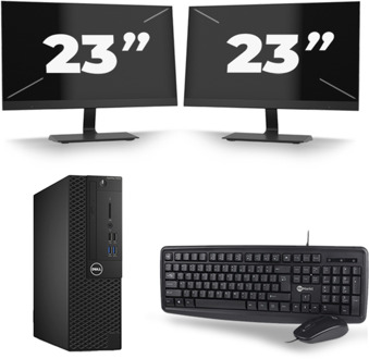 Dell Optiplex 3050 SFF - Intel Core i5-7e Generatie - 8GB RAM - 256GB SSD - Windows 11 + 2x 23 inch Monitor