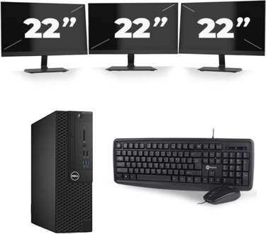 Dell Optiplex 3050 SFF - Intel Core i5-7e Generatie - 8GB RAM - 256GB SSD - Windows 11 + 3x 22 inch Monitor