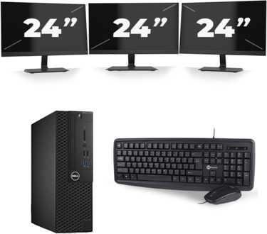 Dell Optiplex 3050 SFF - Intel Core i5-7e Generatie - 8GB RAM - 256GB SSD - Windows 11 + 3x 24 inch Monitor
