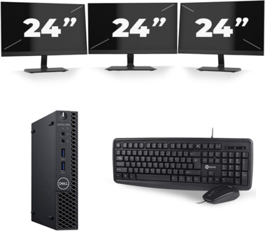 Dell Optiplex 3060 Micro USFF - Intel Core i7-8e Generatie - 8GB RAM - 256GB SSD - Windows 11 + 3x 24 inch Monitor Preto - small