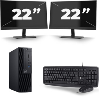 Dell Optiplex 3060 SFF - Intel Core i5-8e Generatie - 8GB RAM - 256GB SSD - Windows 11 + 2x 22 inch Monitor