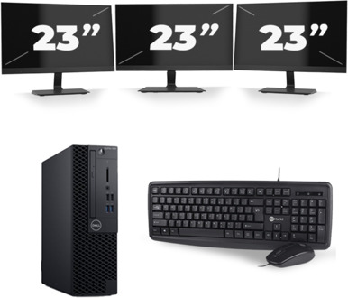 Dell Optiplex 3060 SFF - Intel Core i5-8e Generatie - 8GB RAM - 256GB SSD - Windows 11 + 3x 23 inch Monitor