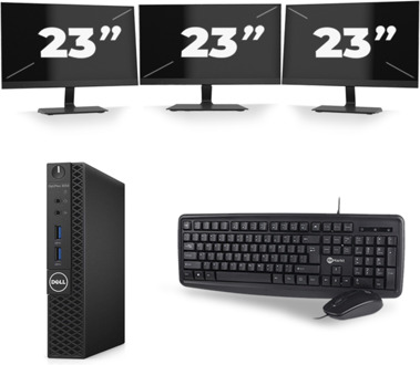 Dell OptiPlex 3070 Micro USFF - Intel Core i5-9e Generatie - 8GB RAM - 256GB SSD - Windows 11 + 3x 23 inch Monitor Preto - small