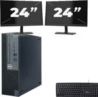 Dell OptiPlex 3070 SFF - Intel Core i5-9e Generatie - 8GB RAM - 256GB SSD - Windows 11 + 2x 24 inch Monitor