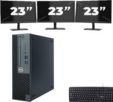 Dell OptiPlex 3070 SFF - Intel Core i5-9e Generatie - 8GB RAM - 256GB SSD - Windows 11 + 3x 23 inch Monitor