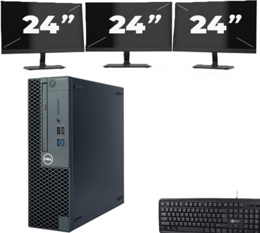 Dell OptiPlex 3070 SFF - Intel Core i5-9e Generatie - 8GB RAM - 256GB SSD - Windows 11 + 3x 24 inch Monitor