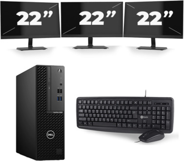 Dell Optiplex 3080 Micro USFF - Intel Core i5-10e Generatie - 8GB RAM - 256GB SSD - Windows 11 + 3x 22 inch Monitor