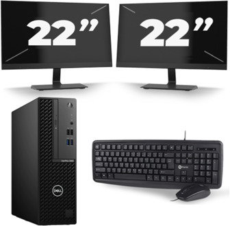 Dell OptiPlex 3080 Micro USFF - Intel Core i7-10e Generatie - 8GB RAM - 256GB SSD - Windows 11 + 2x 22 inch Monitor - small