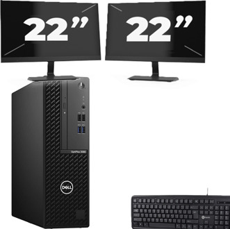 Dell OPTIPLEX 3080 SFF - Intel Core i5-10e Generatie - 8GB RAM - 256GB SSD - Windows 11 + 2x 22 inch Monitor