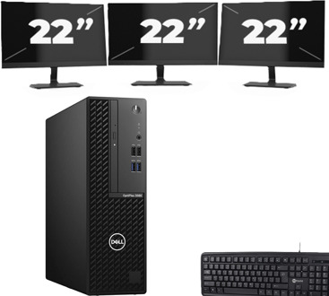 Dell OPTIPLEX 3080 SFF - Intel Core i5-10e Generatie - 8GB RAM - 256GB SSD - Windows 11 + 3x 22 inch Monitor