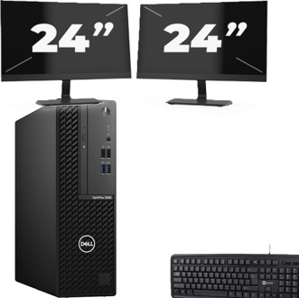 Dell OptiPlex 3080 SFF - Intel Core i7-10e Generatie - 8GB RAM - 256GB SSD - Windows 11 + 2x 24 inch Monitor - small