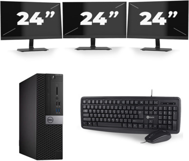 Dell Optiplex 5050 SFF - Intel Core i3-6e Generatie - 8GB RAM - 256GB SSD - Windows 11 + 3x 24 inch Monitor Preto - small