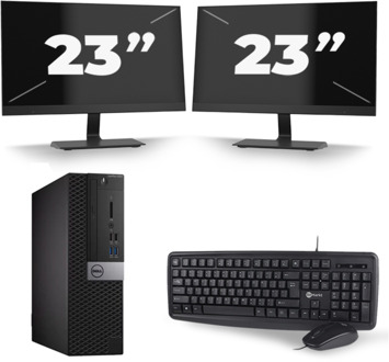 Dell Optiplex 5050 SFF - Intel Core i5-6e Generatie - 8GB RAM - 256GB SSD - Windows 11 + 2x 23 inch Monitor Preto - small