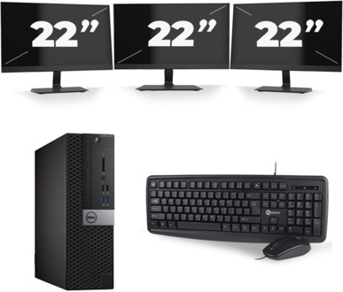 Dell Optiplex 5050 SFF - Intel Core i7-6e Generatie - 8GB RAM - 256GB SSD - Windows 11 + 3x 22 inch Monitor Preto - small