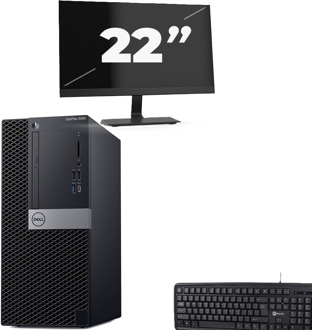 Dell optiplex 5060 Micro Tower - Intel Core i5-8e Generatie - 8GB RAM - 256GB SSD - Windows 11 + 1x 22 inch Monitor - small