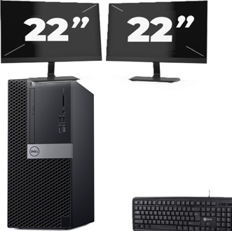 Dell optiplex 5060 Micro Tower - Intel Core i5-8e Generatie - 8GB RAM - 256GB SSD - Windows 11 + 2x 22 inch Monitor - small