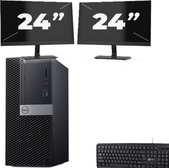 Dell optiplex 5060 Micro Tower - Intel Core i5-8e Generatie - 8GB RAM - 256GB SSD - Windows 11 + 2x 24 inch Monitor - small