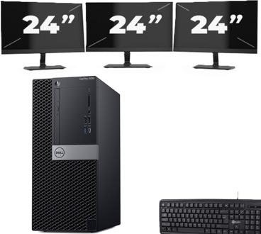 Dell optiplex 5060 Micro Tower - Intel Core i5-8e Generatie - 8GB RAM - 256GB SSD - Windows 11 + 3x 24 inch Monitor - small