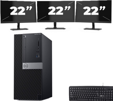 Dell optiplex 5060 Micro Tower - Intel Core i7-8e Generatie - 8GB RAM - 256GB SSD - Windows 11 + 3x 22 inch Monitor - small