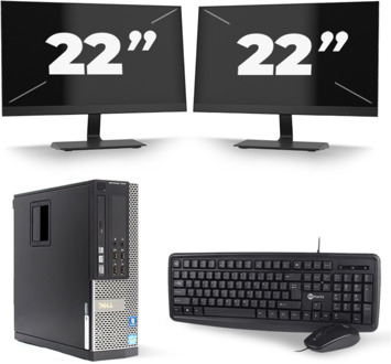Dell Optiplex 7010 SFF - Intel Core i3-3e Generatie - 8GB RAM - 256GB SSD - Windows 10 + 2x 22 inch Monitor