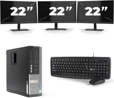 Dell Optiplex 7010 SFF - Intel Core i7-3e Generatie - 16GB RAM - 256GB SSD - Windows 10 + 3x 22 inch Monitor