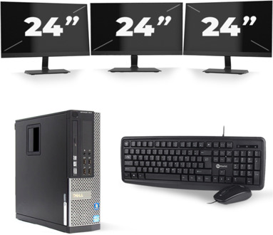 Dell Optiplex 7010 SFF - Intel Core i7-3e Generatie - 16GB RAM - 256GB SSD - Windows 10 + 3x 24 inch Monitor