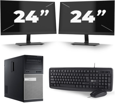 Dell Optiplex 7020 Micro Tower - Intel Core i5-4e Generatie - 8GB RAM - 256GB SSD - Windows 10 + 2x 24 inch Monitor
