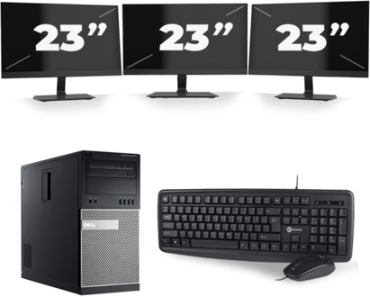 Dell Optiplex 7020 Micro Tower - Intel Core i5-4e Generatie - 8GB RAM - 256GB SSD - Windows 10 + 3x 23 inch Monitor