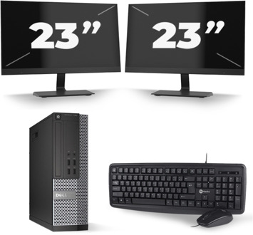 Dell Optiplex 7020 SFF - Intel Core i5-4e Generatie - 8GB RAM - 256GB SSD - Windows 10 + 2x 23 inch Monitor