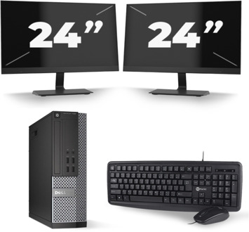 Dell Optiplex 7020 SFF - Intel Core i5-4e Generatie - 8GB RAM - 256GB SSD - Windows 10 + 2x 24 inch Monitor