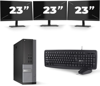 Dell Optiplex 7020 SFF - Intel Core i5-4e Generatie - 8GB RAM - 256GB SSD - Windows 10 + 3x 23 inch Monitor