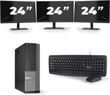 Dell Optiplex 7020 SFF - Intel Core i5-4e Generatie - 8GB RAM - 256GB SSD - Windows 10 + 3x 24 inch Monitor