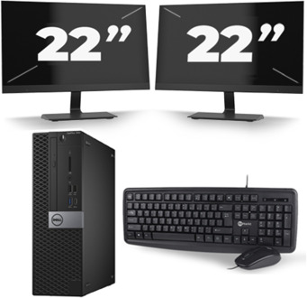 Dell Optiplex 7040 USFF - Intel Core i5-6e Generatie - 8GB RAM - 256GB SSD - Windows 11 + 2x 22 inch Monitor