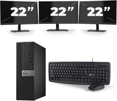 Dell Optiplex 7040 USFF - Intel Core i5-6e Generatie - 8GB RAM - 256GB SSD - Windows 11 + 3x 22 inch Monitor