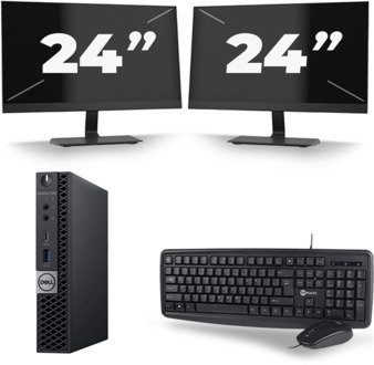 Dell Optiplex 7060 Micro USFF - Intel Core i5-8e Generatie - 8GB RAM - 256GB SSD - Windows 11 + 2x 24 inch Monitor